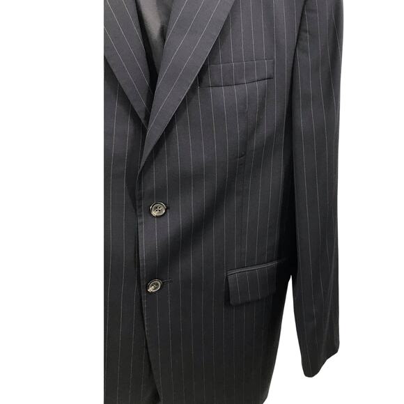 Lauren Ralph Lauren Black Pinstripe 2 Button Wool Suit Jacket Blazer Size 46 - Picture 3 of 10
